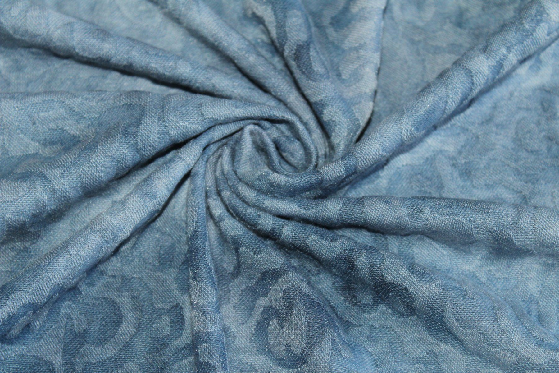 Tessuti: Stoff Jacquard-Jersey jeansblau – Nuovo (secondo la descrizione) da Obfelden venduto da solomon111 1