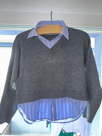 🔥Damen Pullover mit Hemd Grösse S