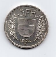 (2971) CH, 5 Franken 1924 Tell, top stgl
