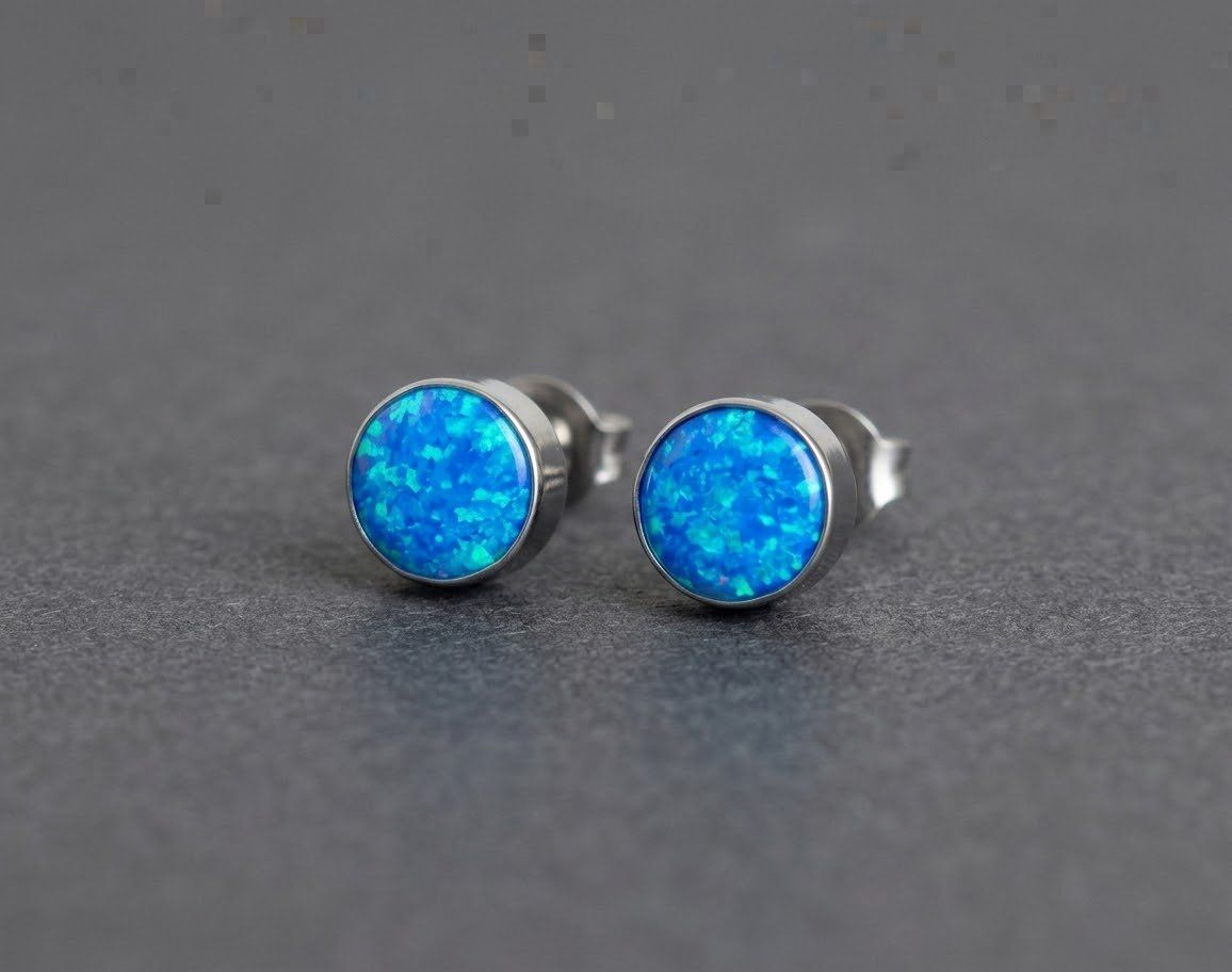 Orecchini pendenti & Orecchini a lobo: Ohrstecker aus Titanium mit Opal – Nuovo e nell'imballaggio originale da Matten b. Interlaken venduto da kero71 1