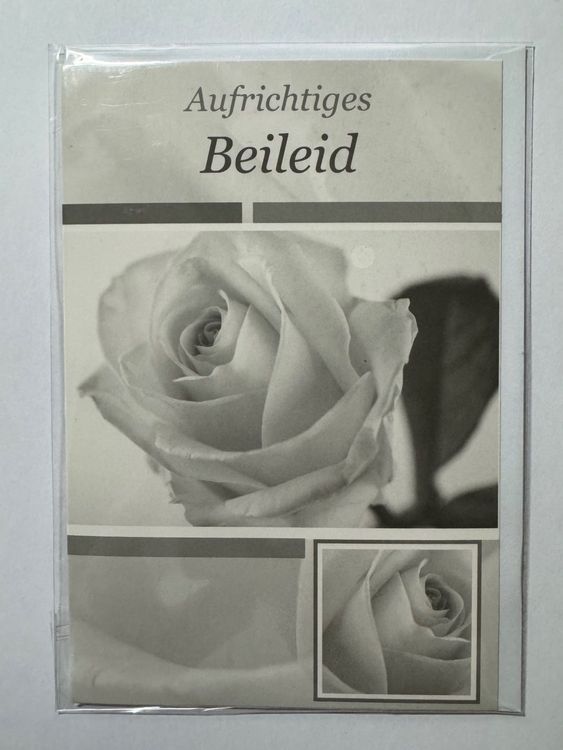 Trauerkarte Mit Perlen-gefüttertem Umschlag – Elegantes Design, 14 X 20 Cm