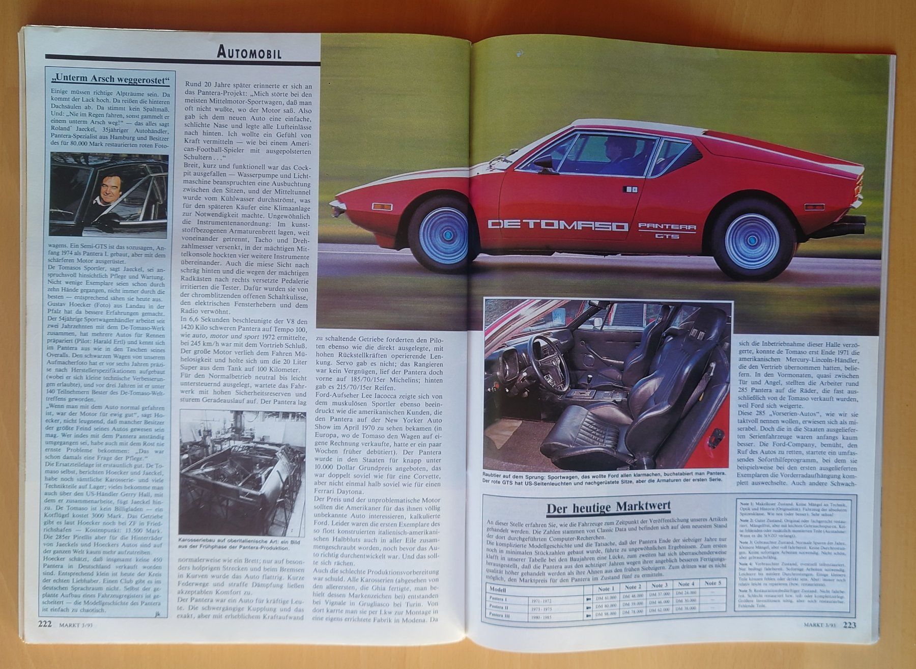 Riviste & Magazine: De Tomaso Pantera (01) - Oldtimer-Markt 3/93 – Usato da Gonten venduto da Gaetzimat5 1
