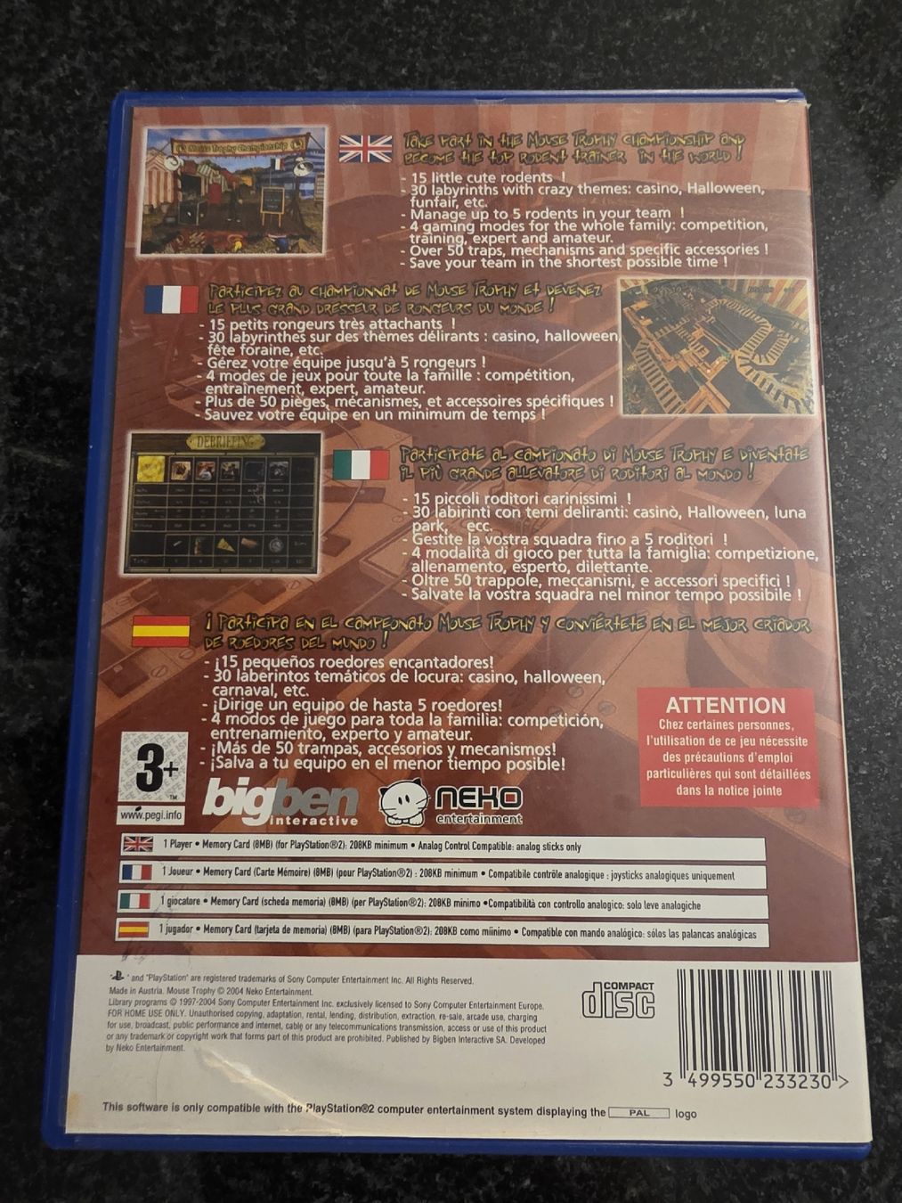 Jeux: Mouse Trophy PS2 – D'occasion à Chavornay par Crash37 1