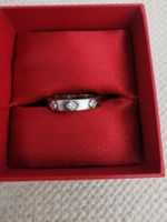 SILBERRING 925 MIT ZIRCONIA, GR. 53, MATTIERT