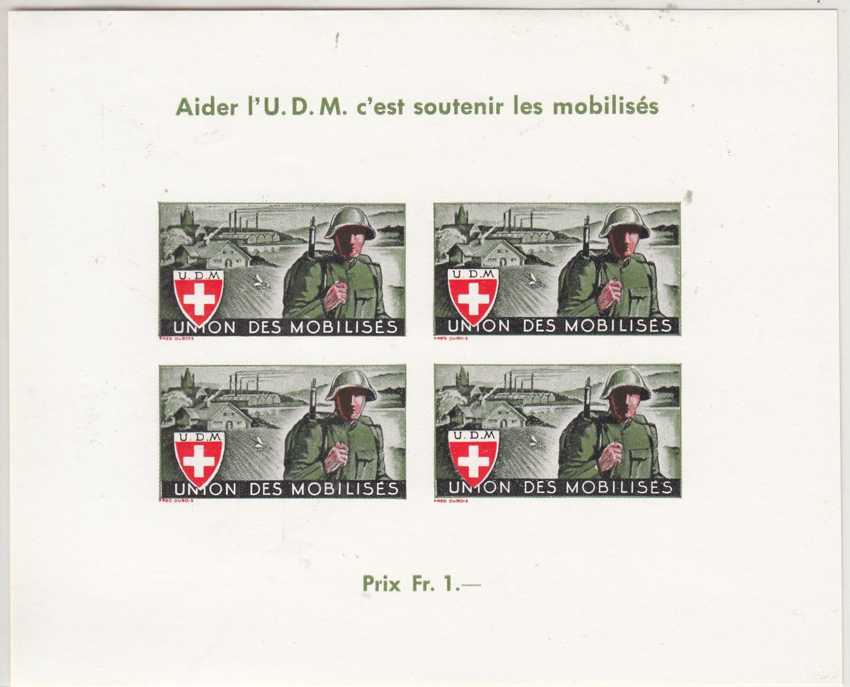 Alle Briefmarken: Udm 1/6** Union Des Mobilises Kat.25.- – Gebraucht aus Herrliberg von Lfrifda