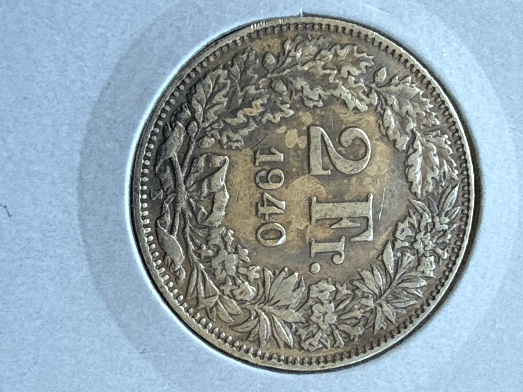 Alle Münzen: Swiss 2 francs 1940 Silver Coin – Gebraucht aus Pully von ta571 1