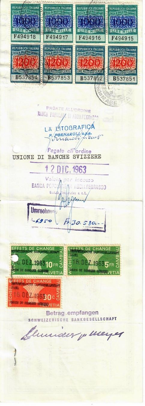 Tutti i francobolli: Geldwechselschein, Italien - Basel – Usato da Hochdorf venduto da Ziegel-16