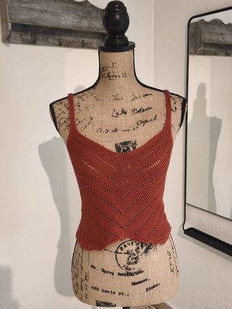 Stradivarius Strick Top, rostrot, Gr. S