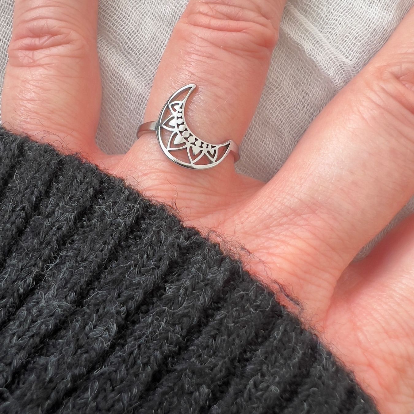 Anelli: Bague Lune - Mund Edelstahlring – Nuovo (secondo la descrizione) da Pully venduto da sunaddict 2