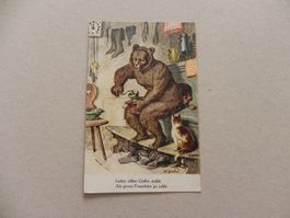 Karte Bären Bär lustig Humor Jux K. Gehri 1921 Kaffee mahlen