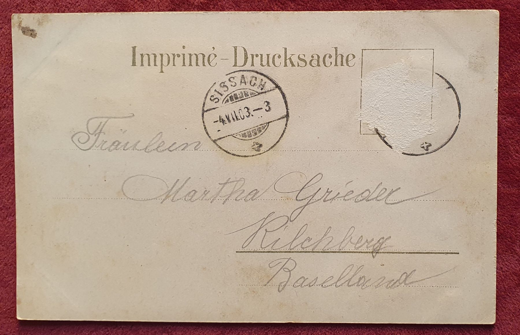 Ansichtskarten: Gruss aus Sissach 1903 – Gebraucht aus Kreuzlingen von Rschweiz1 1