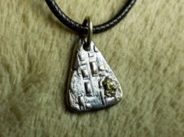 Silber Anhänger mit natürlichem Schweizer Gold Nugget