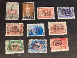 Griechenland 1946/7 Lot 10 Briefmarken Aufdruck neuer Wert
