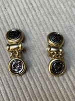 Vintage Clip-on Earrings gold-tone coin design clips 