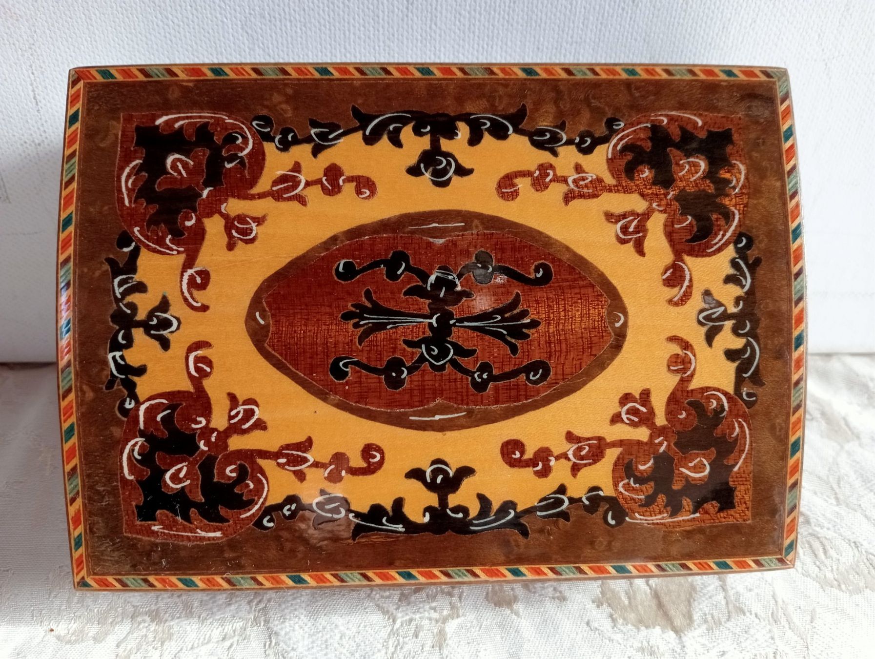 Dosen: Holzschatulle Schmuckschatulle Intarsien Vintage – Gebraucht aus Oberdorf BL von Barocki888