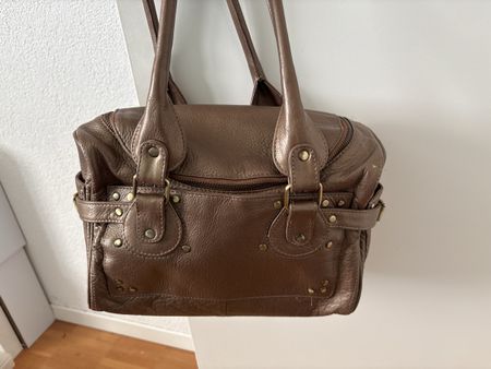Sac à main bowling en cuir bronze doré