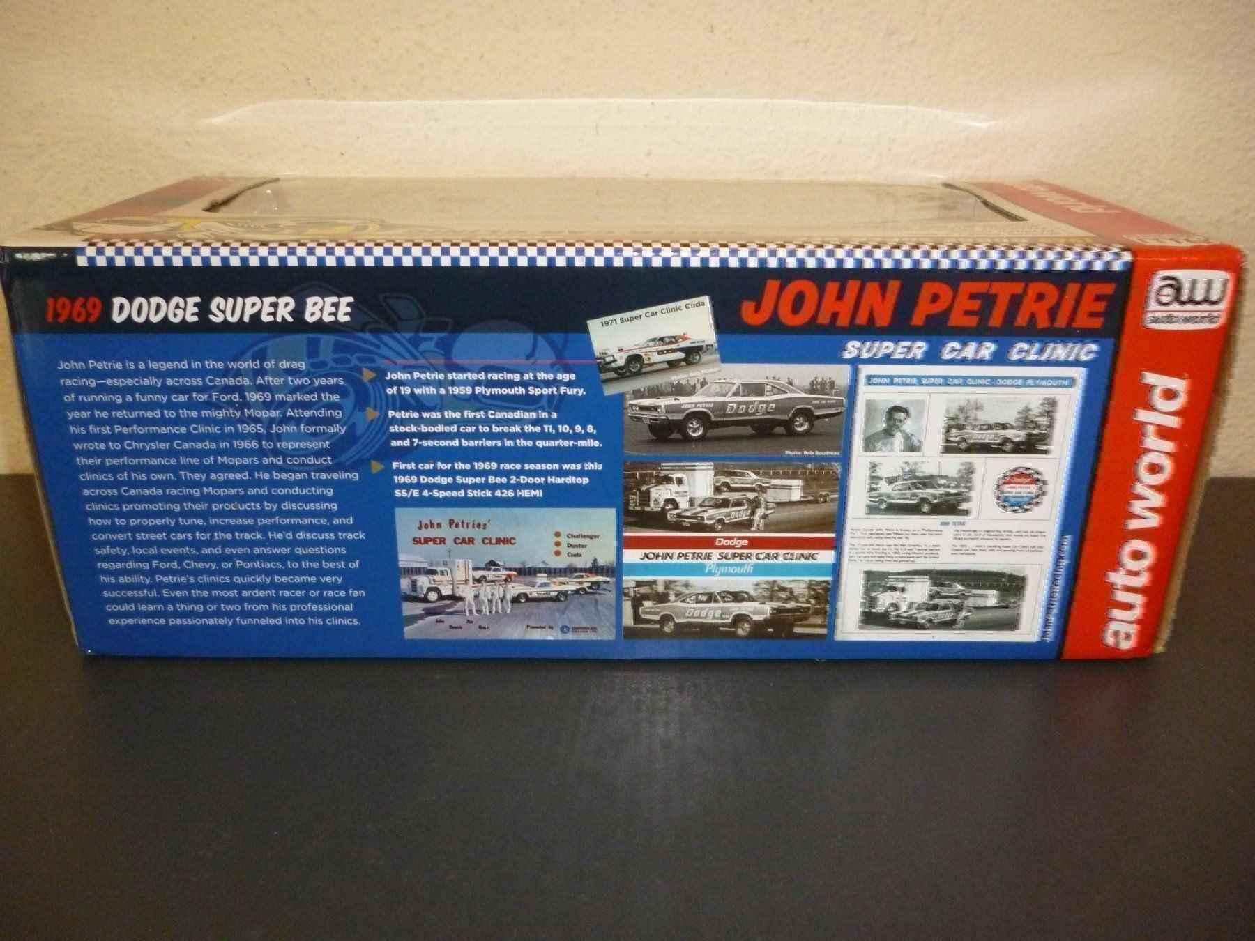 Dodge Modellini d'auto: Dodge Super-Bee 1969 "John Petrie" 1:18 – Nuovo e nell'imballaggio originale da Niederwil SG venduto da Kaicorner03 2