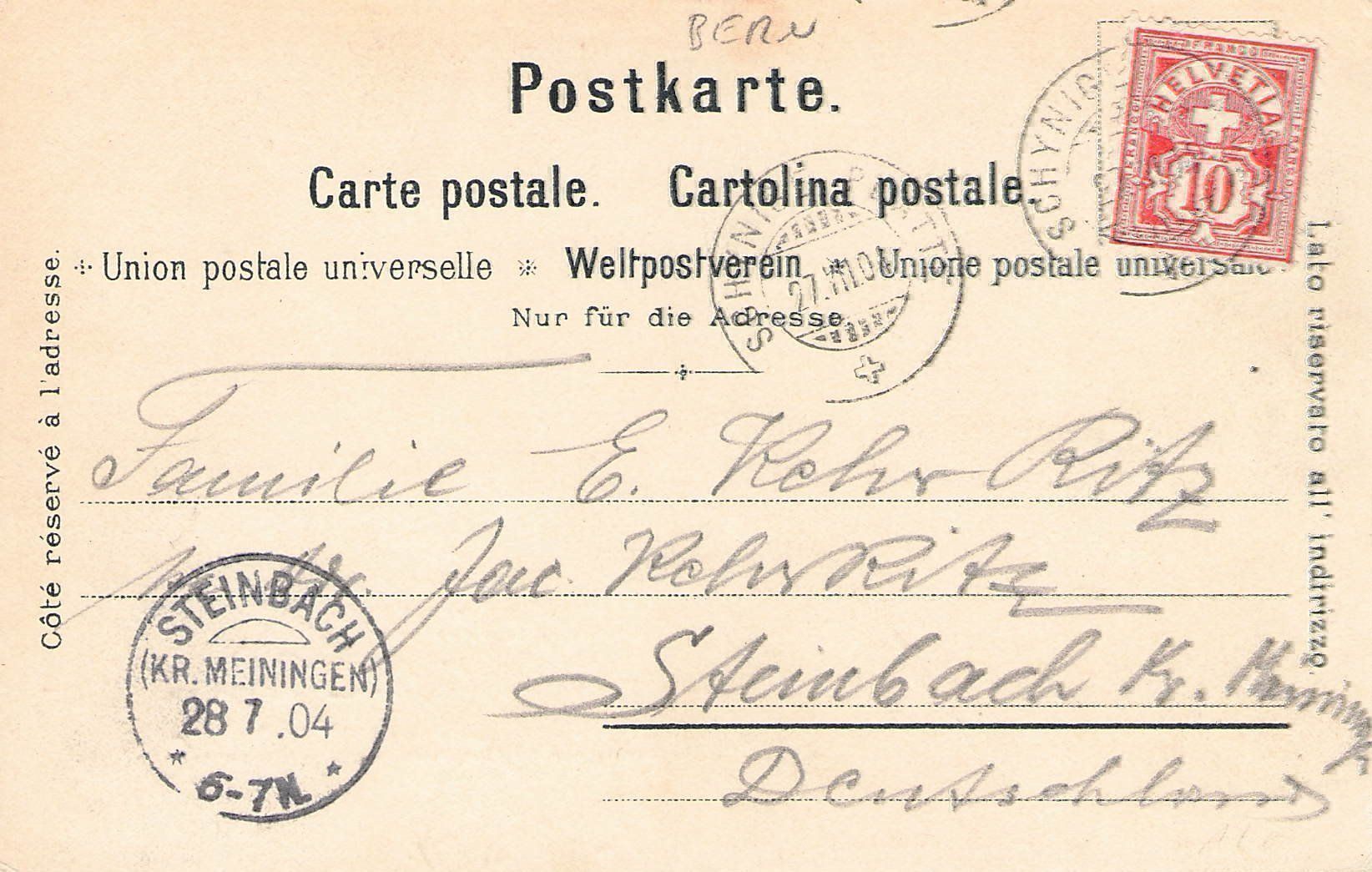 Ansichtskarten: -Litho Interlaken ,Schynige Platte,1904 – Gebraucht aus Reichenburg von Pipo-67 1