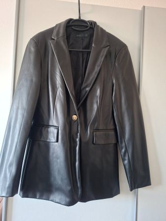 Blazer noire en cuir femme