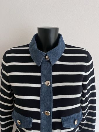 Morgan Strickjacke gestreift Jeans Kragen Gr 38 neu