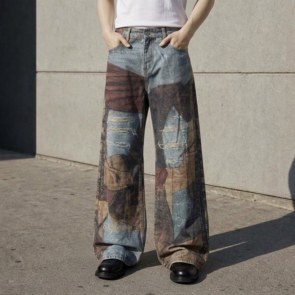Jeans: Jean Imprimé Patchwork Trompe-l'œil – D'occasion à Thônex par Suisse.Shopping