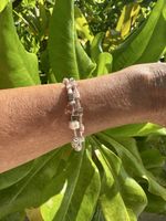 Doppelarmband, silber, perlmutt, rosenquarz