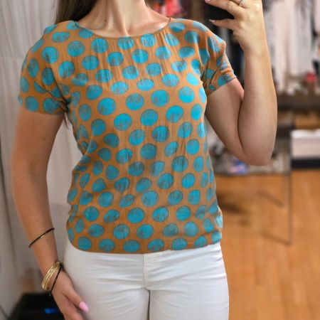 Soft Grey Viskose-Bluse mit Punkten, Gr. 36/38