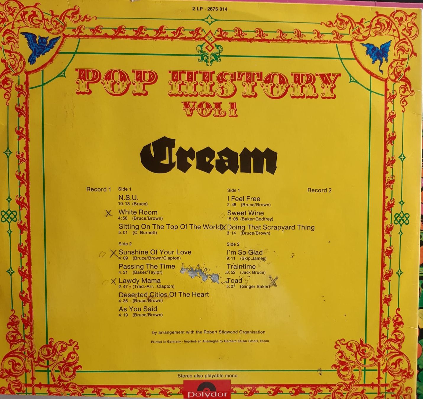 Dischi in vinile: CREAM: Pop History Vol 1 2LP POLYDOR  2675 014 – Usato da Frick venduto da kyb_yq8h 1
