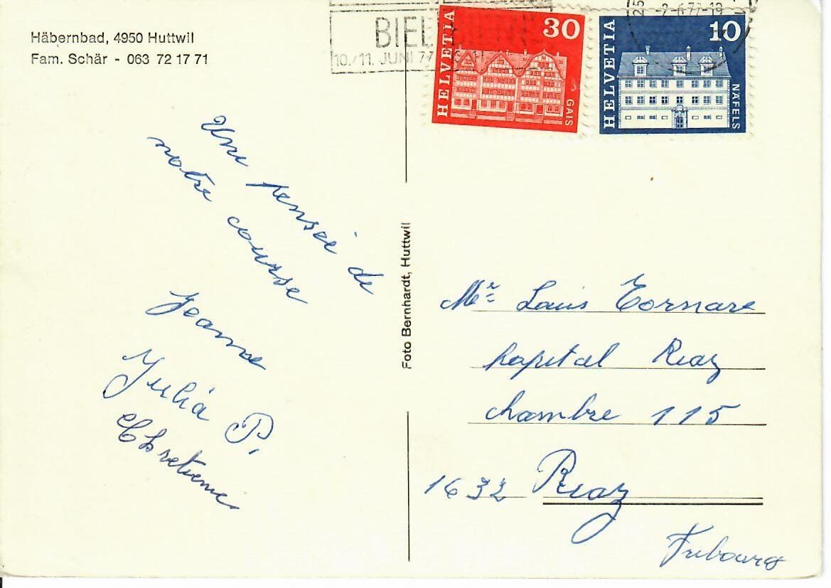 Cartoline postali: Häbernbad Huttwil – Usato da Hochdorf venduto da Ziegel-16 1