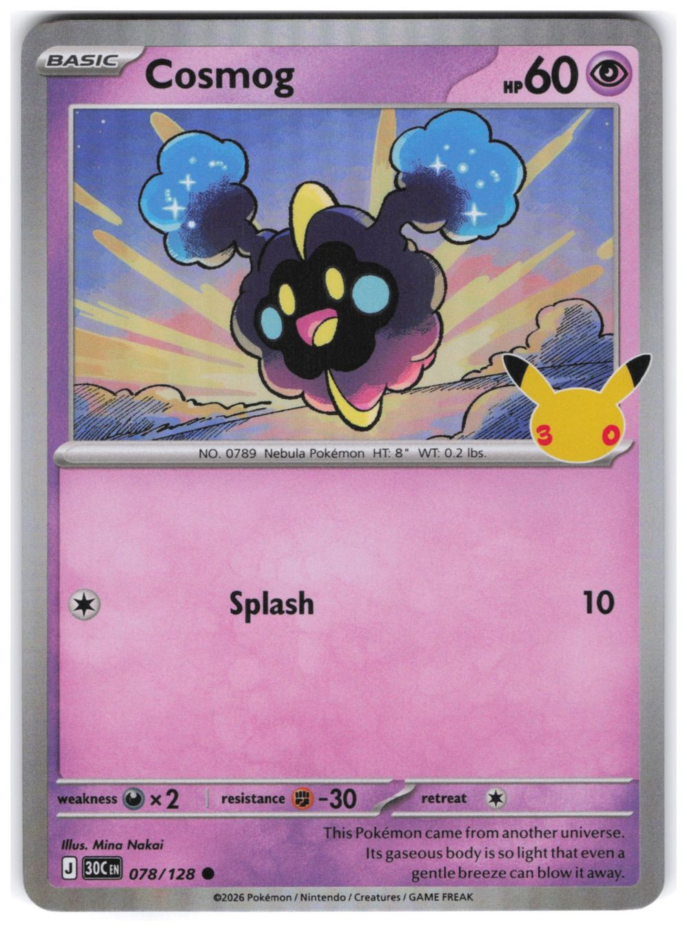 Pokémon Carte collezionabili: Cosmog / 30th Celebration / 30C 078 – Nuovo (secondo la descrizione) da Arni AG venduto da PokemonCardsStore