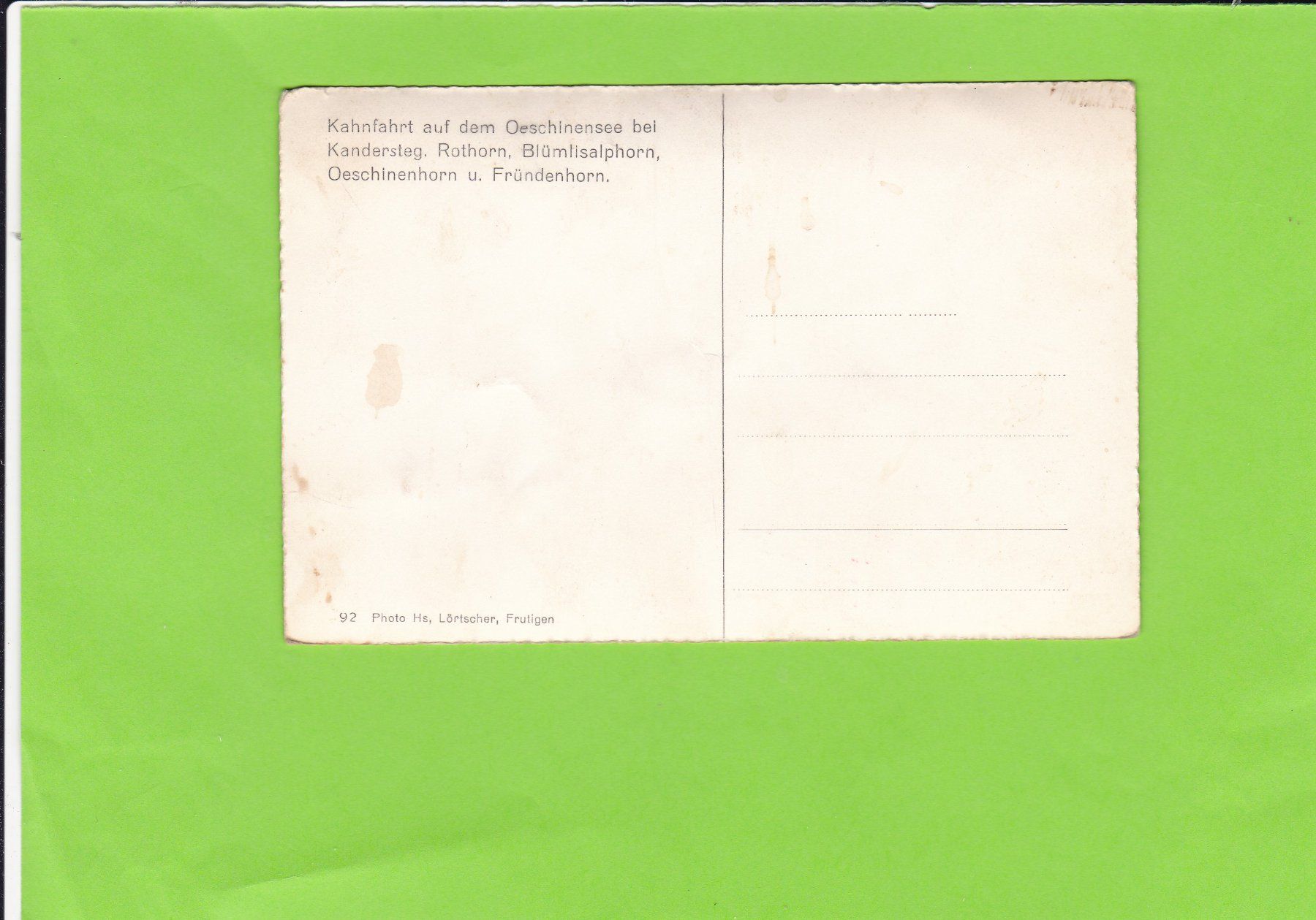 Cartoline postali: Kahnfahrt auf dem Oeschinensee – Usato da St. Peterzell venduto da neckertal 1