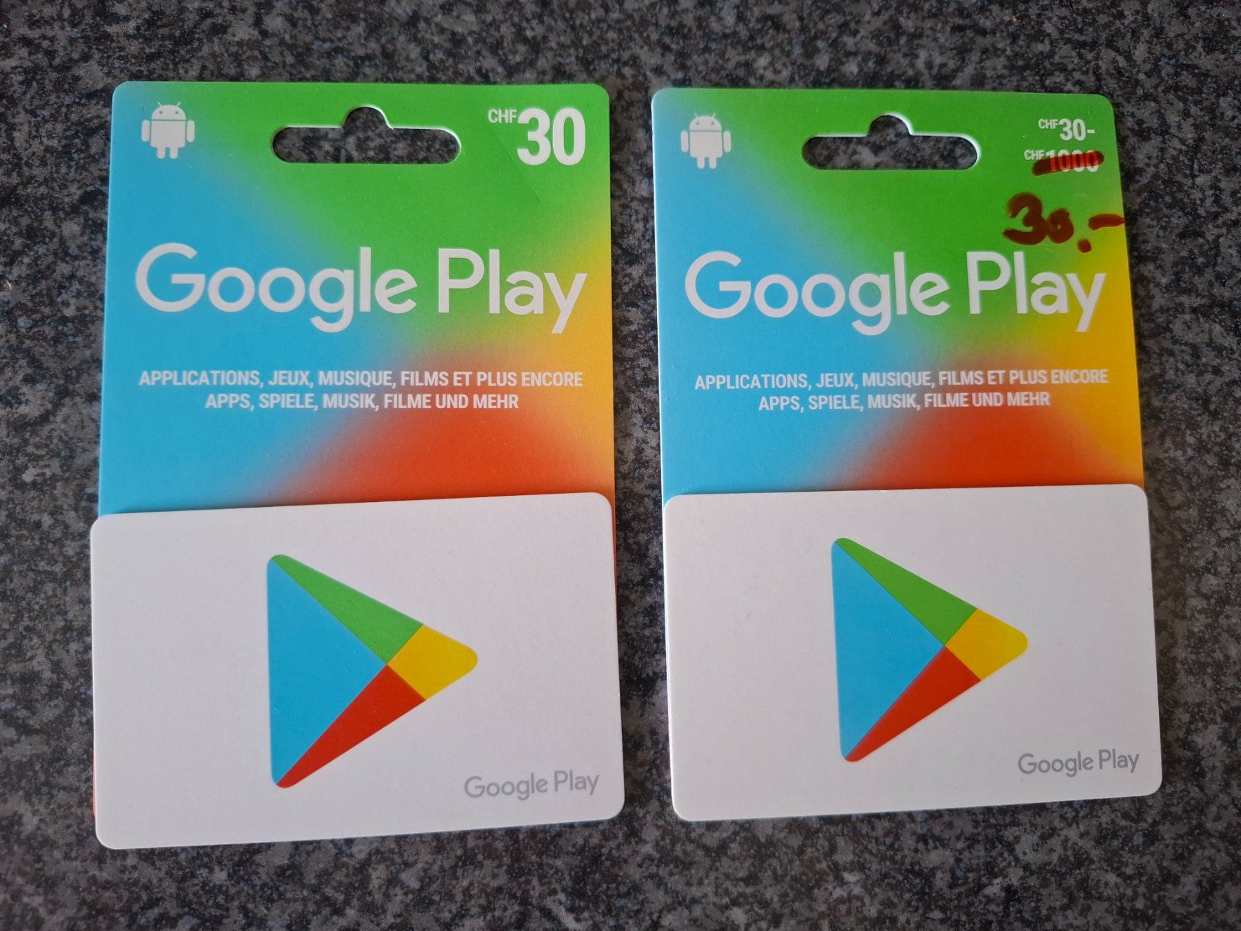 Gutscheine: Google Play Geschenkkarten – Neu (gemäss Beschreibung) aus Urdorf von florida100