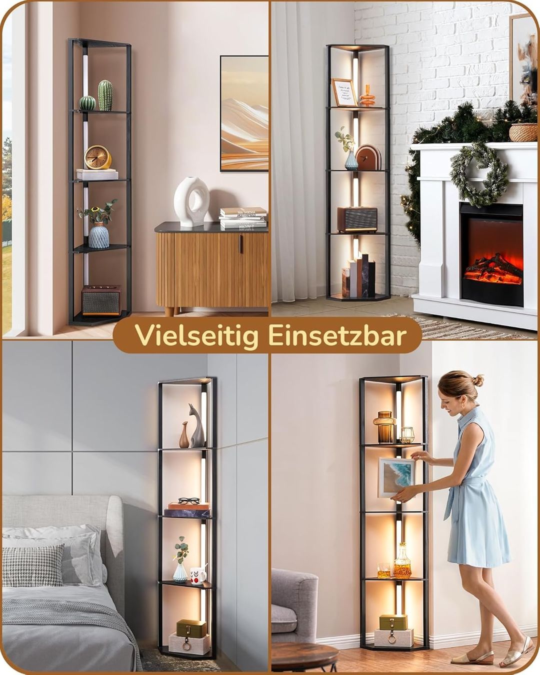 Lampade: Stehlampe mit 4 Holz-Regalen – Nuovo e nell'imballaggio originale da Gränichen venduto da omniadeals 2