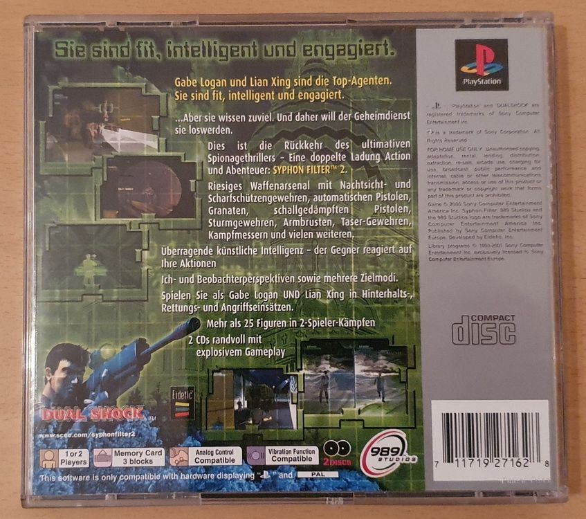 Jeu PS1 Syphon Filter 2 - Version PAL - En Bon état - Pour PlayStation 1