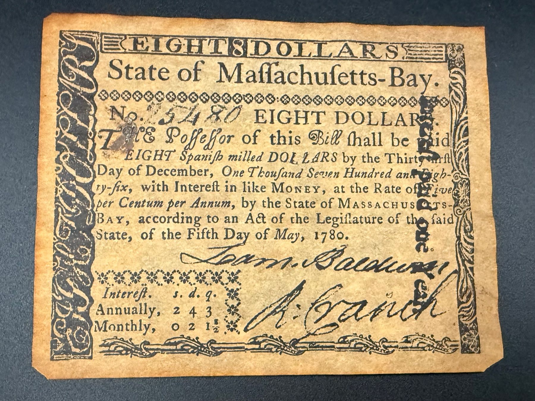 Banconote: US-Banknote 1780 – Eight Dollars original – Usato da Lamone venduto da LaCantinaMagica 9