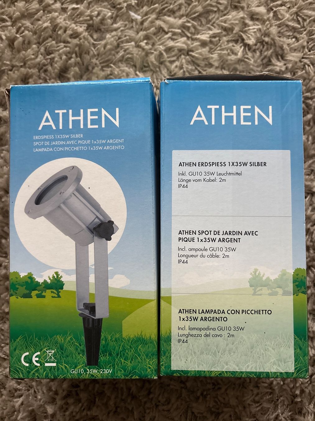 Lampade: Athen Erdspiess 1x35w Silber – Nuovo e nell'imballaggio originale da Neukirch Egnach venduto da Bruno-Privatverkauf 1