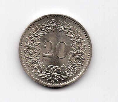 Tutti le monete: (1589) CH, 20 Rappen, 1850, Super, Prooflike, stgl – Usato da Rüthi (Rheintal) venduto da erdnuessli1