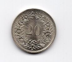 (1589) CH, 20 Rappen, 1850, Super, Prooflike, stgl
