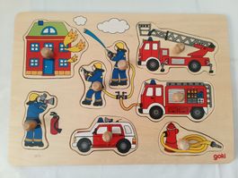 Goki Kinder Holz-Puzzle: Feuerwehr Autos, ab 12 Monaten