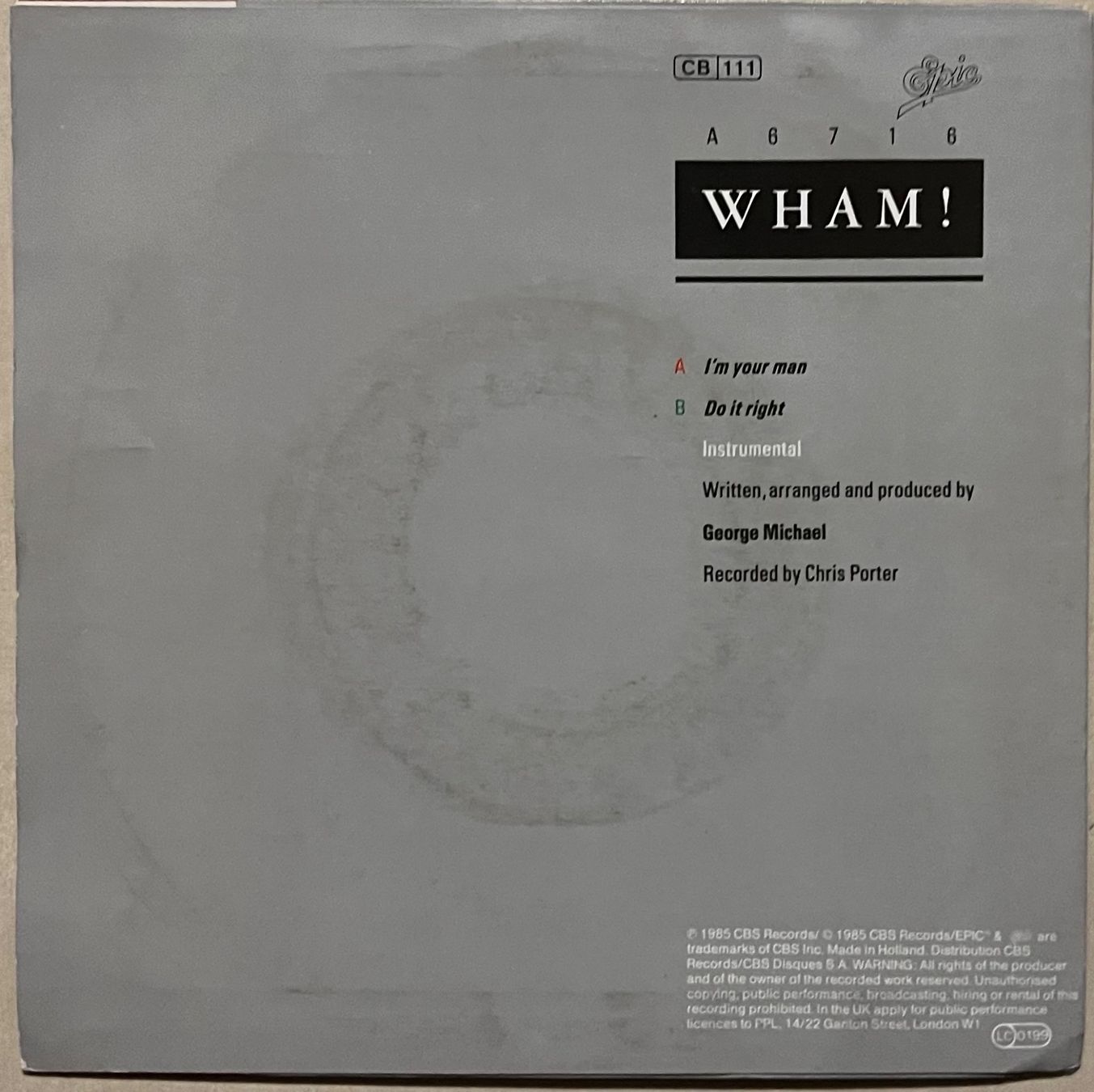 Schallplatten: WHAM! - I'M YOUR MAN – Gebraucht aus Bussigny von vinyl-pas-cher 1