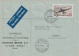 Flugpost Brief-Lausanne-Genf-1944