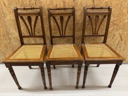 3er Set Antike Stühle, Holz, Wiener Geflecht, in gutem Zust.