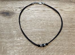 Fossil Herren Halskette Lederkette mit Dose Top Zustand!