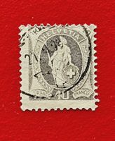 STEHENDE HELVETIA FASERPAPIER 97A STARK VERSCHOBEN 1908 GES.