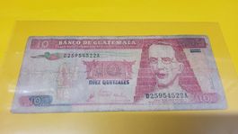 Alte 10 Quetzales Banknote Guatemala 1998