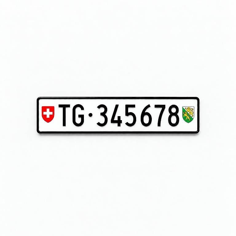 Insegne: Kontrollschild / Kennzeichen / Autonummer TG 345678 – Usato da Scherzingen venduto da dafgod