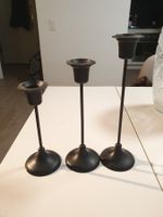 Set 3 portacandele metallo nero, altezze divers