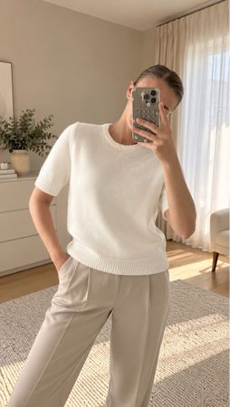 Damen Pullover Zara weiss 100 % Wolle Grösse M
