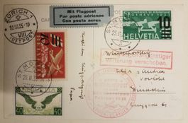 B173) 1935 Erste Winterflugpost mit allen Stempel selten