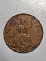 Alte Britische Münze, One Penny, Georg VI Sammlerstück! 1945